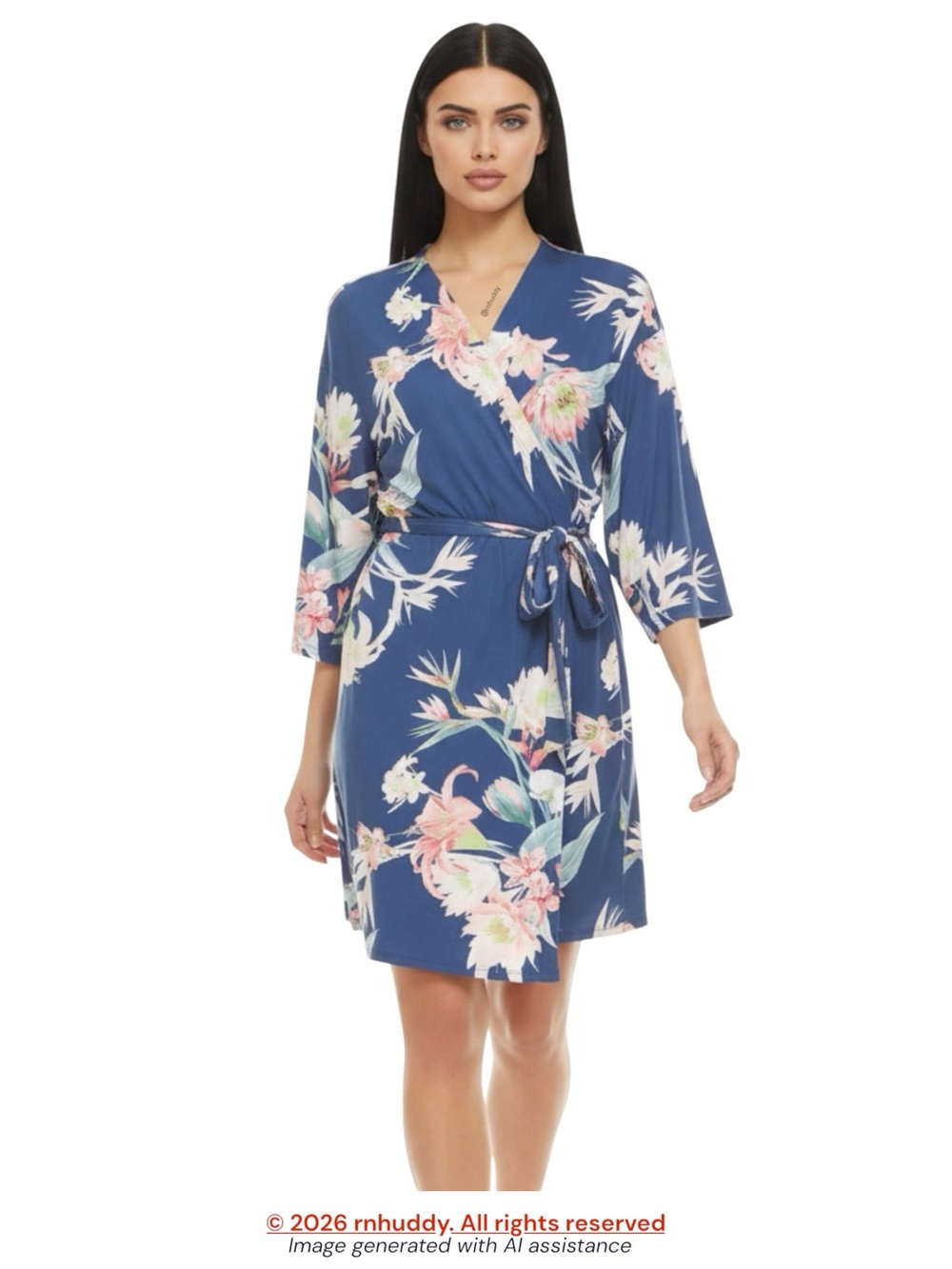 Flora by Flora Nikrooz L blue floral robe
